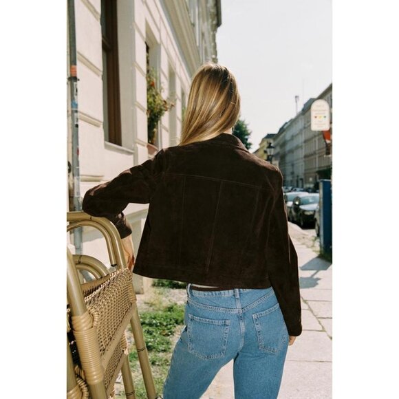 ZARA 100% LEATHER SHORT JACKET - Picture 4 of 8